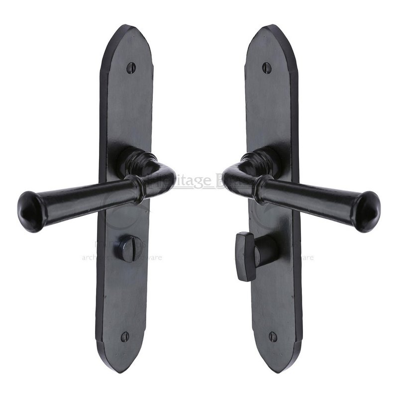Black Iron Hadley Door Handle on Plate - FB4730