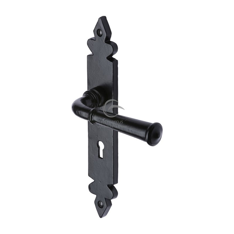 Black Iron Ludlow Door Handle on Plate - FB5800