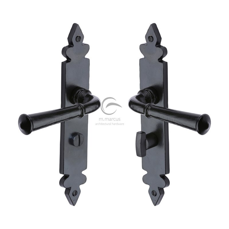 Black Iron Ludlow Door Handle on Plate - FB5830