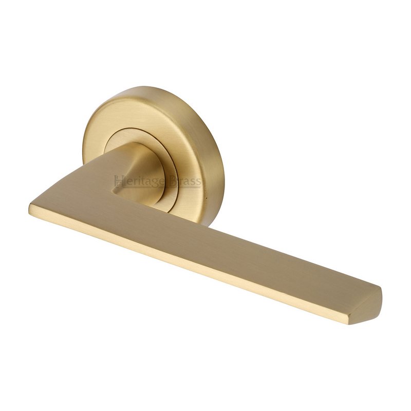 Pyramid Door Handle on Round Rose - PYD3535-SB