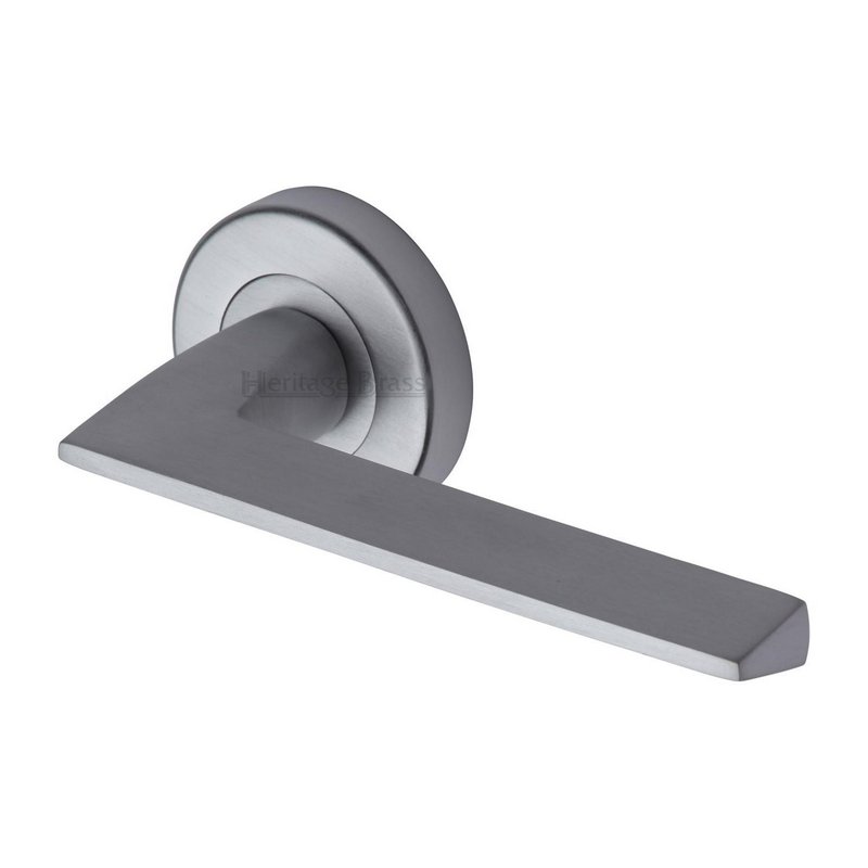 Pyramid Door Handle on Round Rose - PYD3535-SC