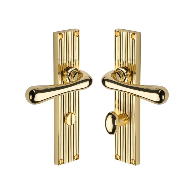 Charlbury Reeded Door Handle on Plate - RR3030-PB