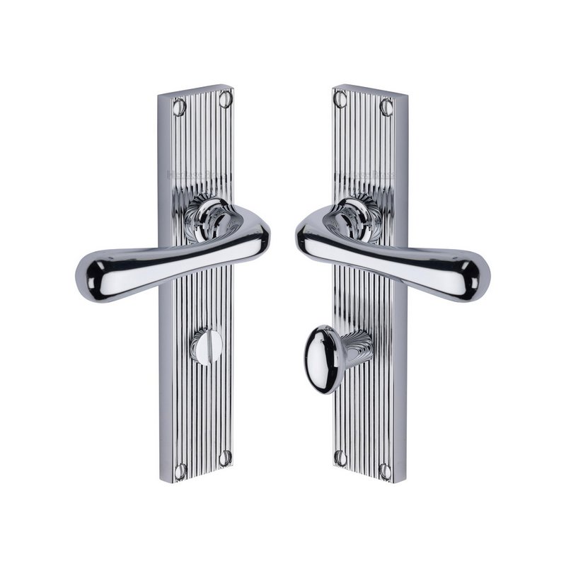Charlbury Reeded Door Handle on Plate - RR3030-PC
