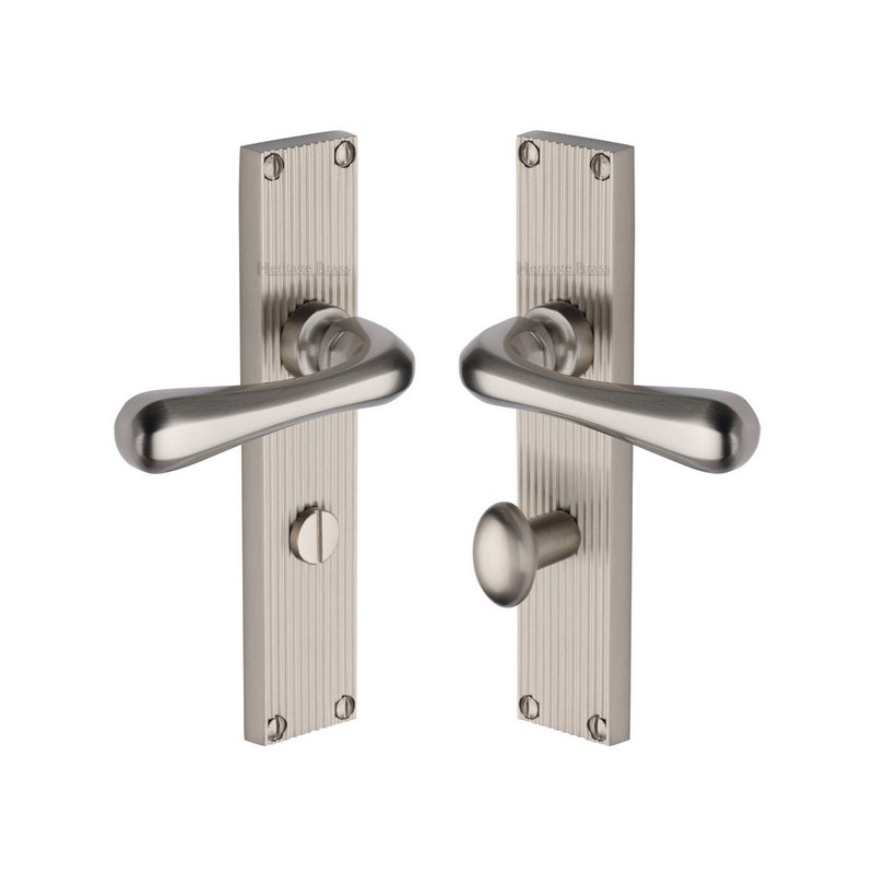 Charlbury Reeded Door Handle on Plate - RR3030-SN