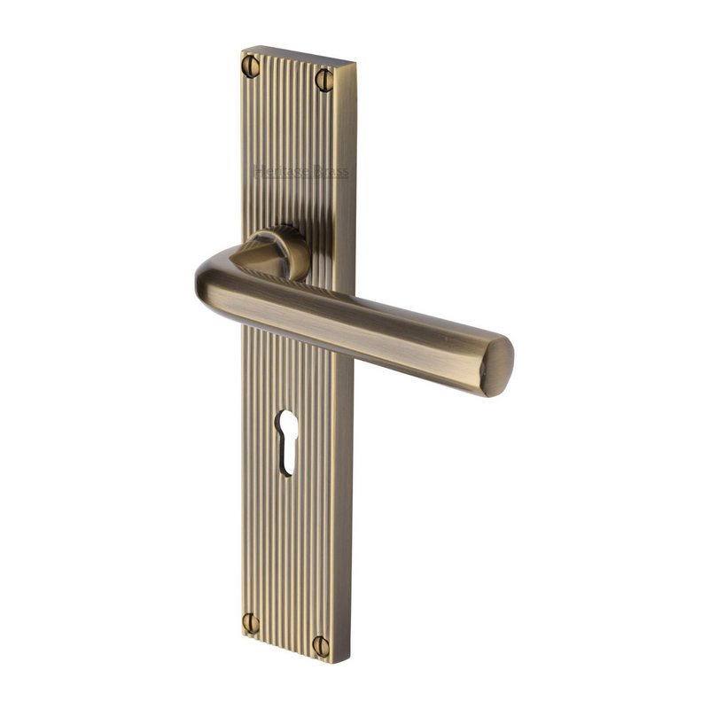 Octave Reeded Door Handle on Plate - RR3700-AT
