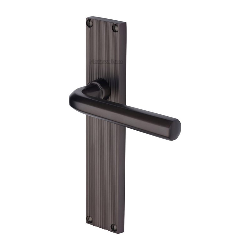 Octave Reeded Door Handle on Plate - RR3710-MB