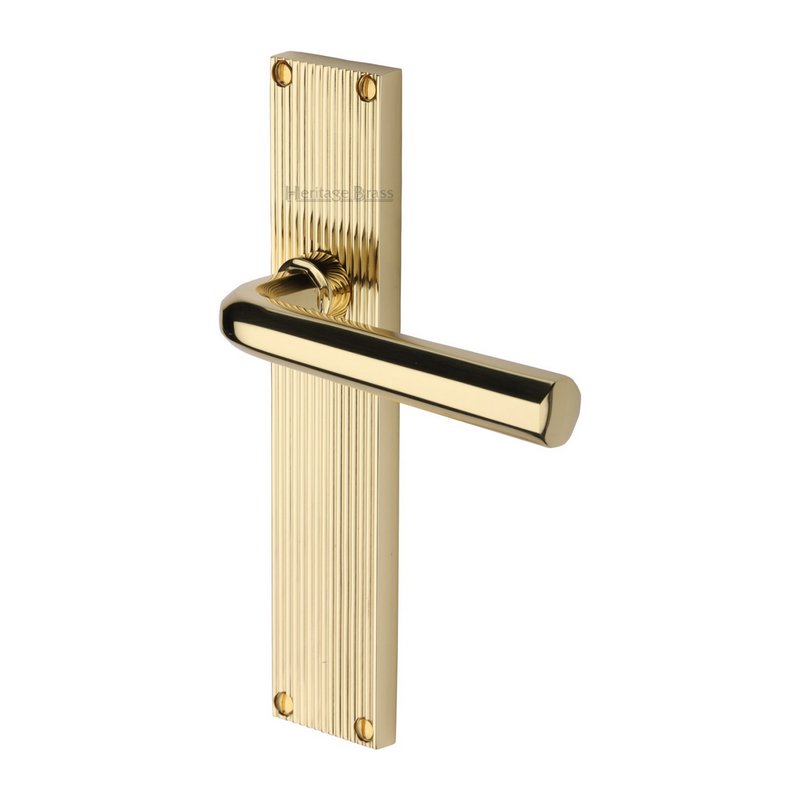 Octave Reeded Door Handle on Plate - RR3710-PB