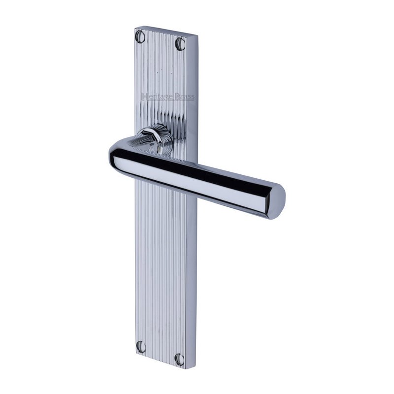 Octave Reeded Door Handle on Plate - RR3710-PC