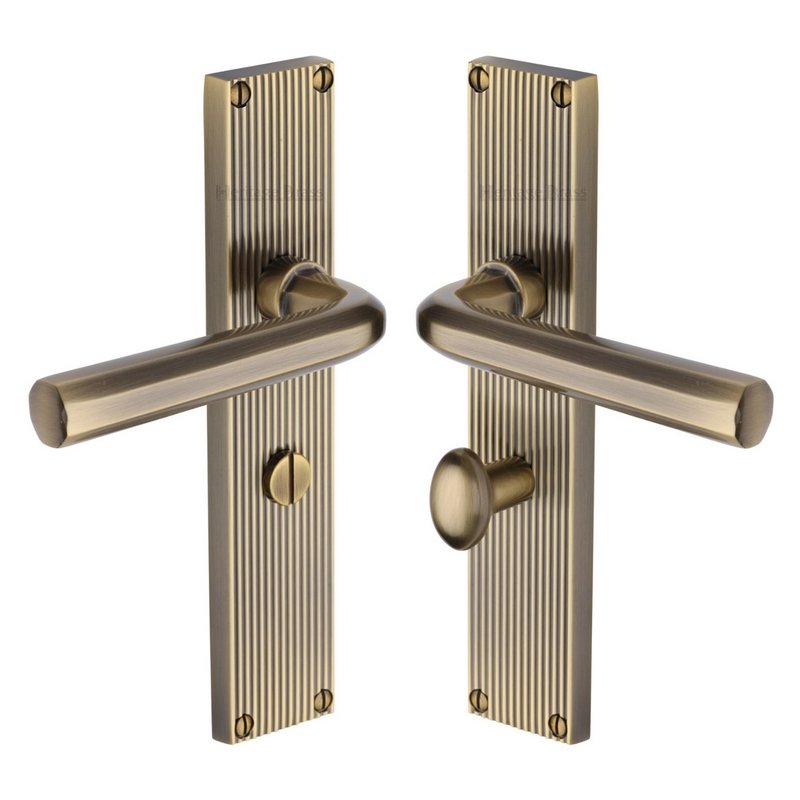 Octave Reeded Door Handle on Plate - RR3730-AT