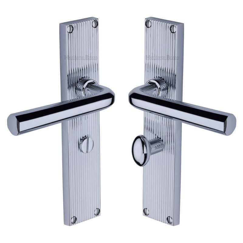Octave Reeded Door Handle on Plate - RR3730-PC