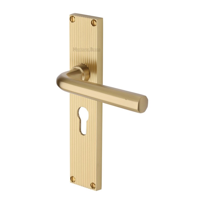 Octave Reeded Door Handle on Plate - RR3748-SB