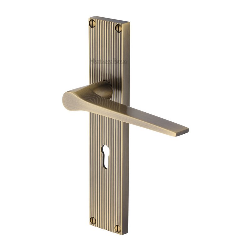 Gio Reeded Door Handle on Plate - RR4700-AT