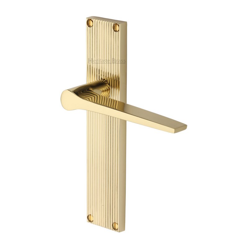 Gio Reeded Door Handle on Plate - RR4710-PB