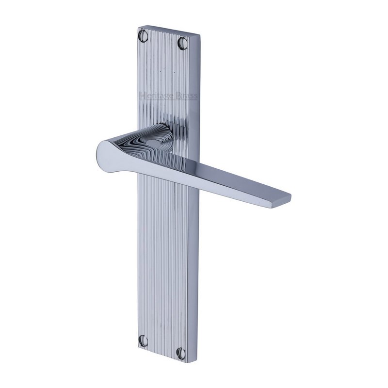 Gio Reeded Door Handle on Plate - RR4710-PC