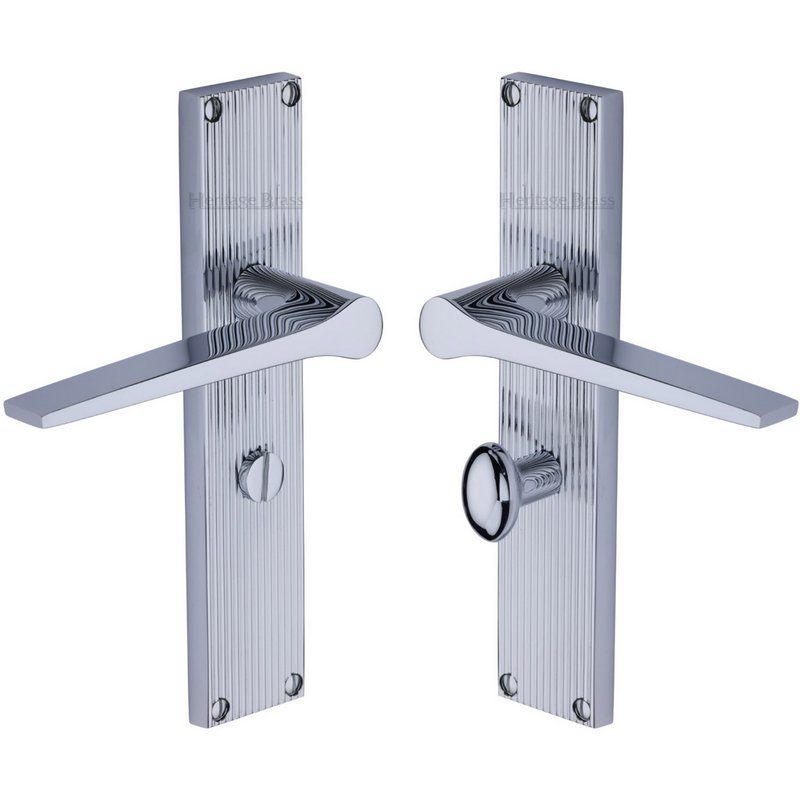 Gio Reeded Door Handle on Plate - RR4730-PC