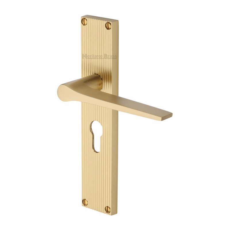 Gio Reeded Door Handle on Plate - RR4748-SB