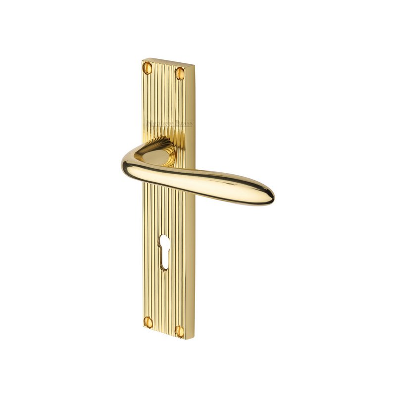 Sutton Reeded Door Handle on Plate - RR5000-PB