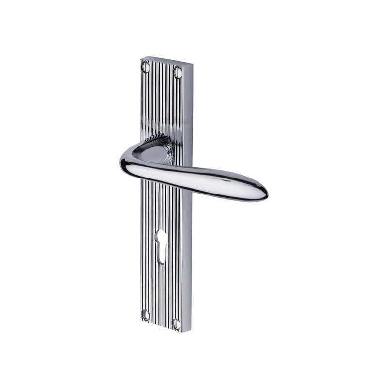 Sutton Reeded Door Handle on Plate - RR5000-PC