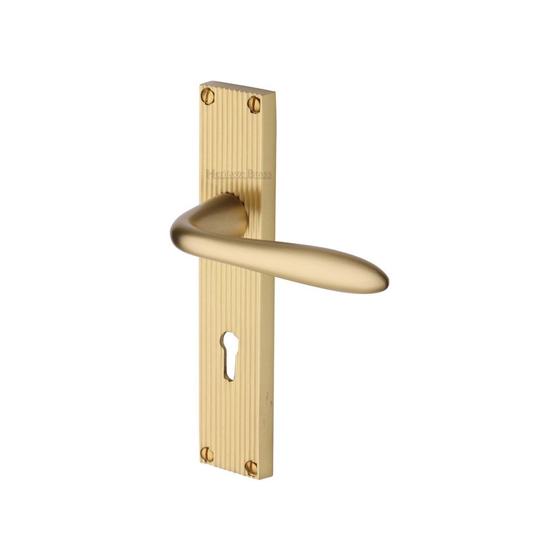 Sutton Reeded Door Handle on Plate - RR5000-SB