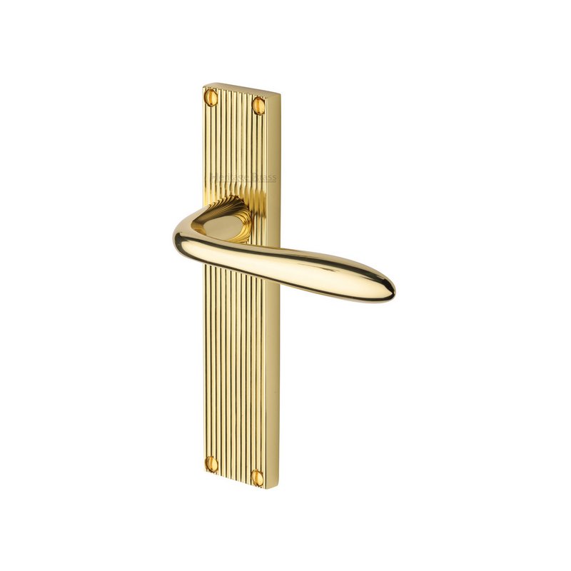 Sutton Reeded Door Handle on Plate - RR5010-PB