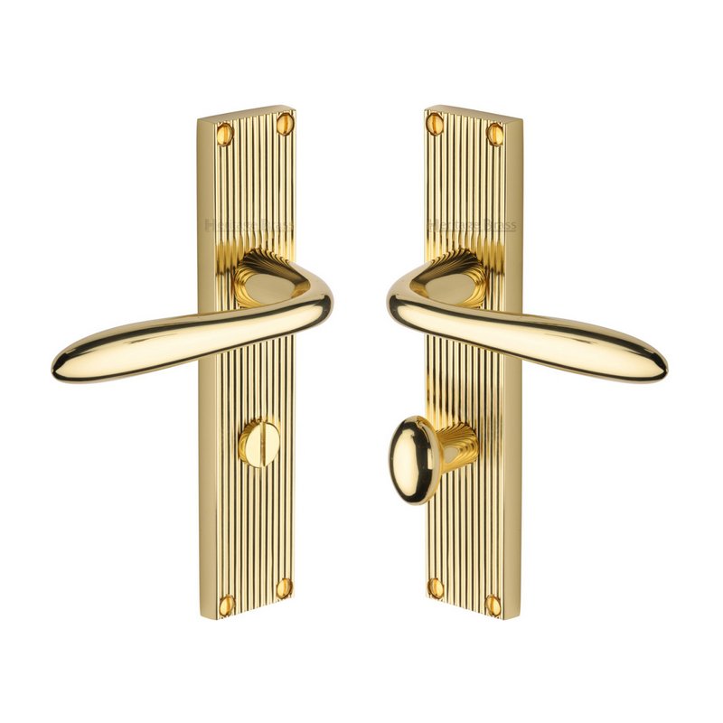 Sutton Reeded Door Handle on Plate - RR5030-PB