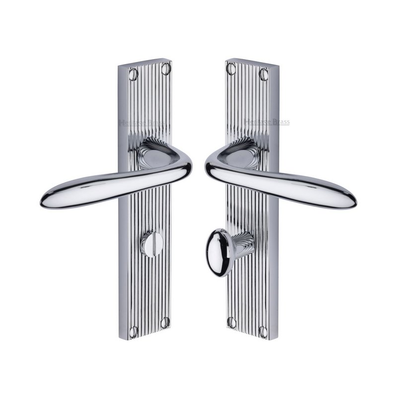 Sutton Reeded Door Handle on Plate - RR5030-PC