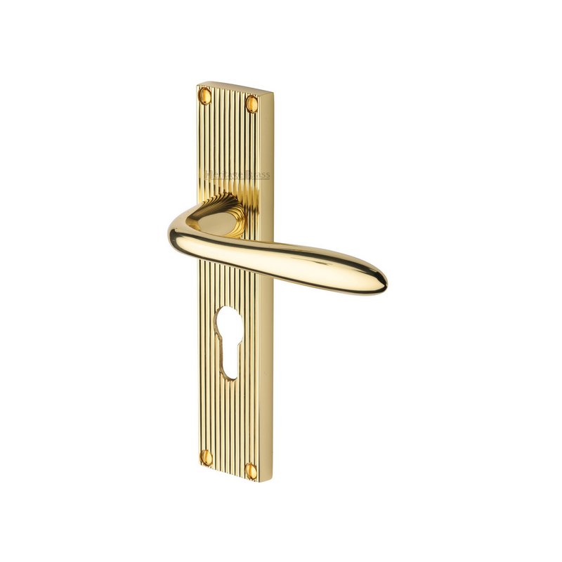 Sutton Reeded Door Handle on Plate - RR5048-PB