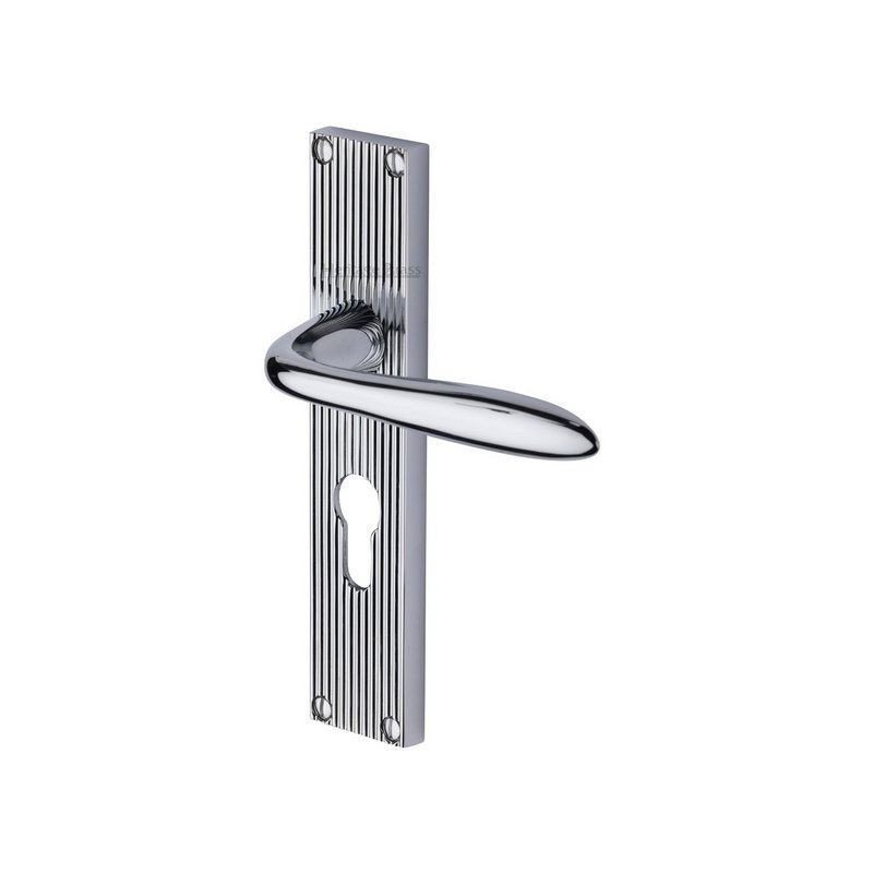 Sutton Reeded Door Handle on Plate - RR5048-PC