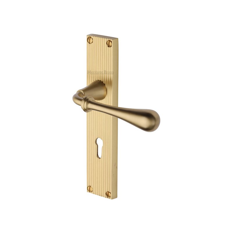 Roma Reeded Door Handle on Plate - RR6000-SB