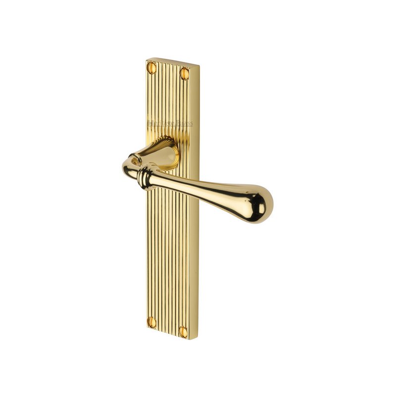 Roma Reeded Door Handle on Plate - RR6010-PB