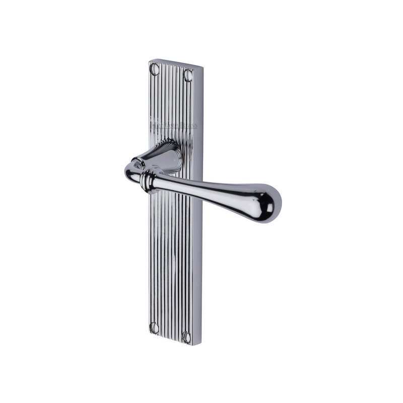 Roma Reeded Door Handle on Plate - RR6010-PC