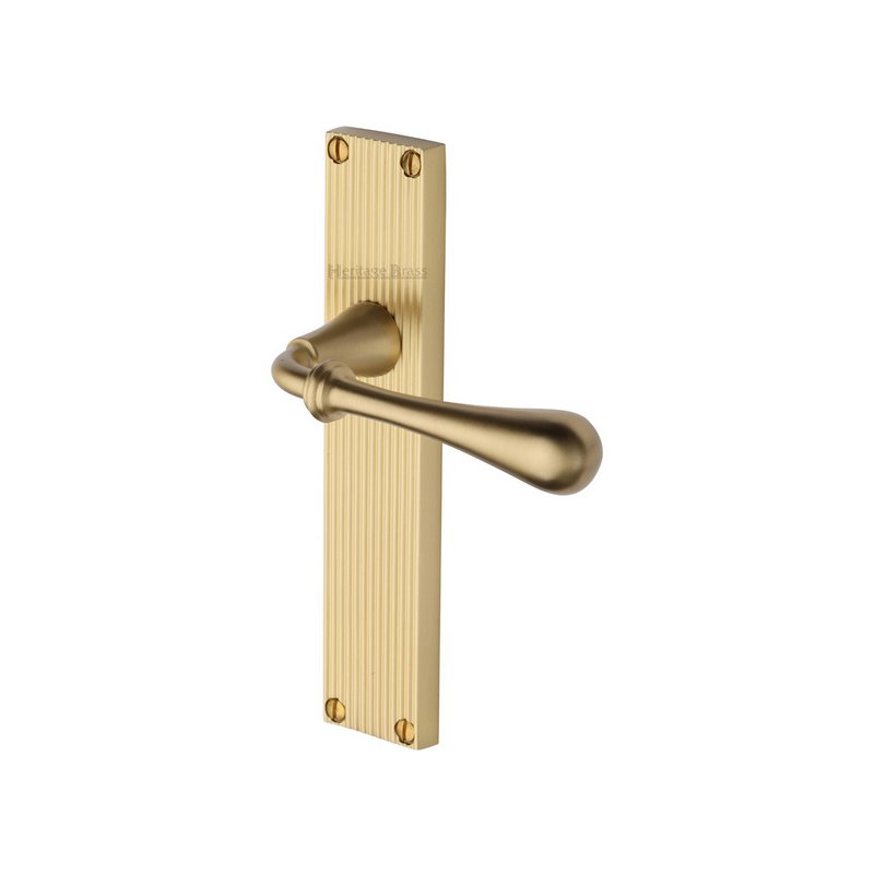 Roma Reeded Door Handle on Plate - RR6010-SB
