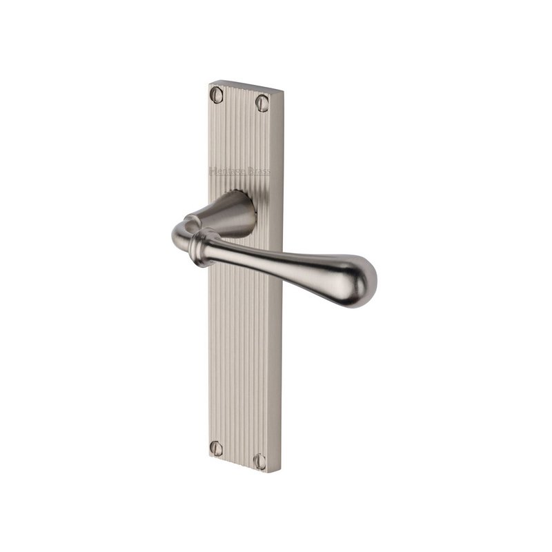 Roma Reeded Door Handle on Plate - RR6010-SN