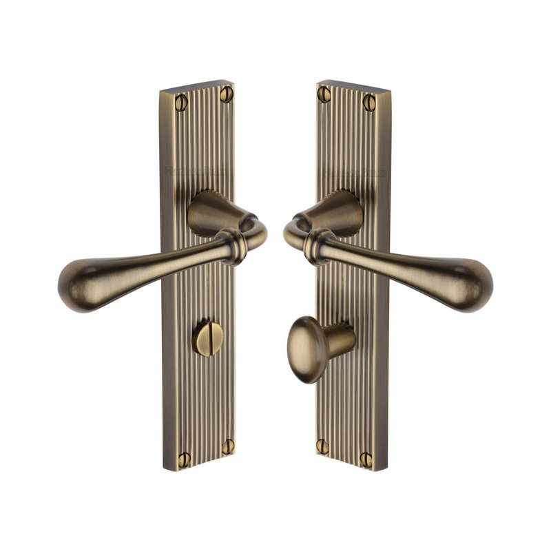 Roma Reeded Door Handle on Plate - RR6030-AT