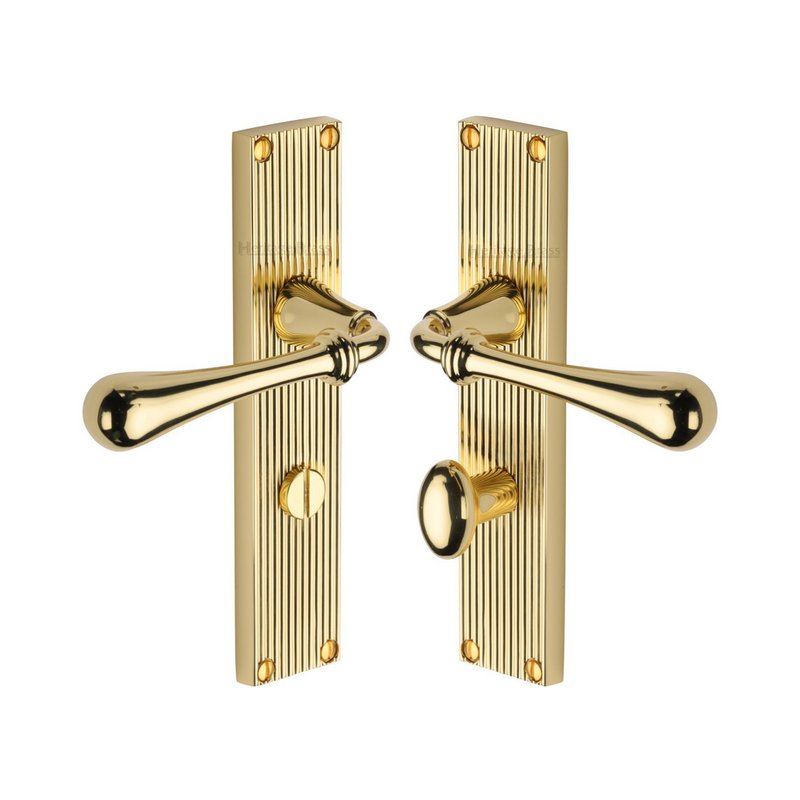 Roma Reeded Door Handle on Plate - RR6030-PB
