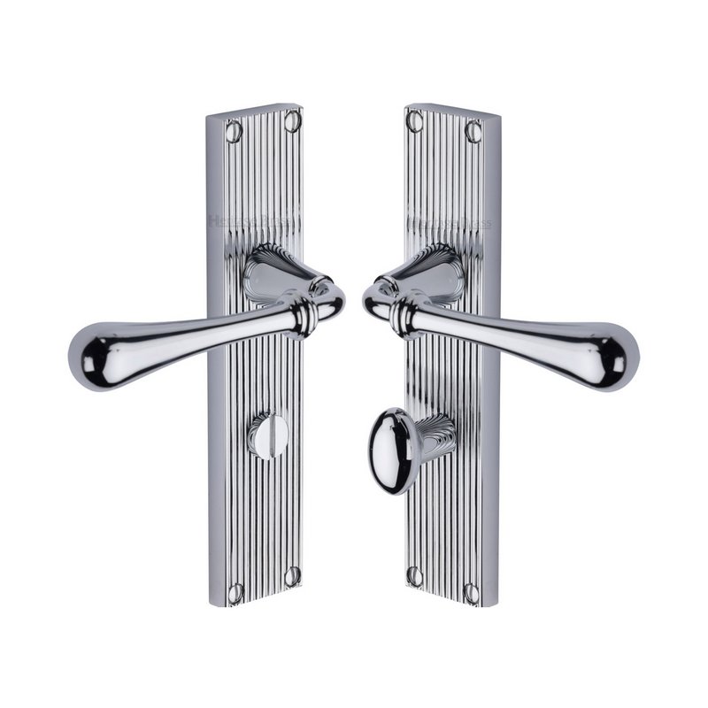 Roma Reeded Door Handle on Plate - RR6030-PC