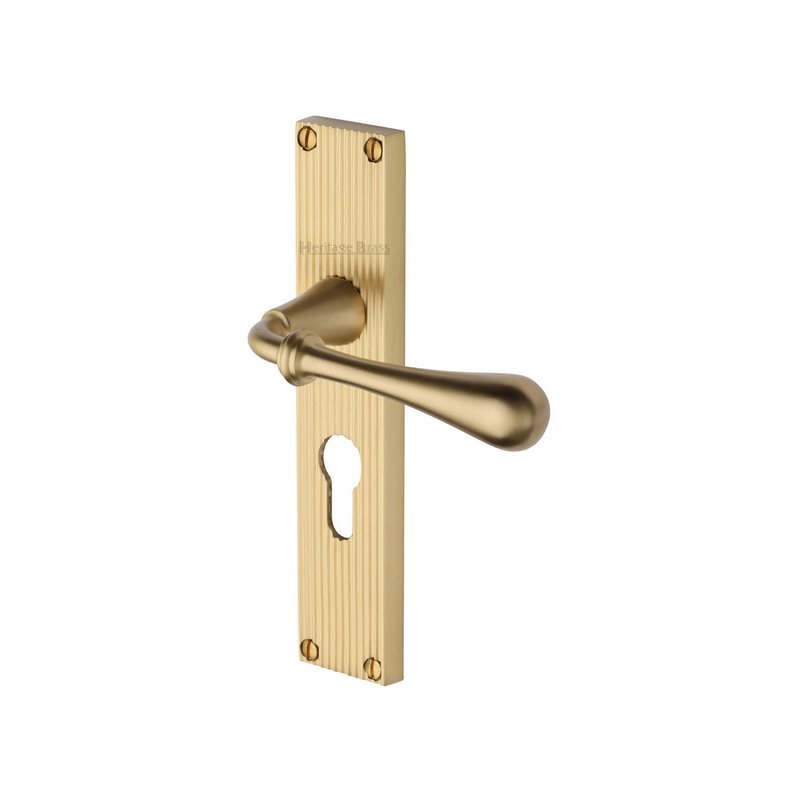 Roma Reeded Door Handle on Plate - RR6048-SB