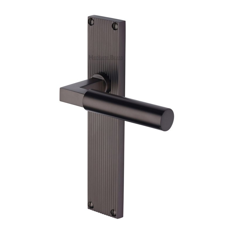Bauhaus Reeded Door Handle on Plate - RR7310-MB