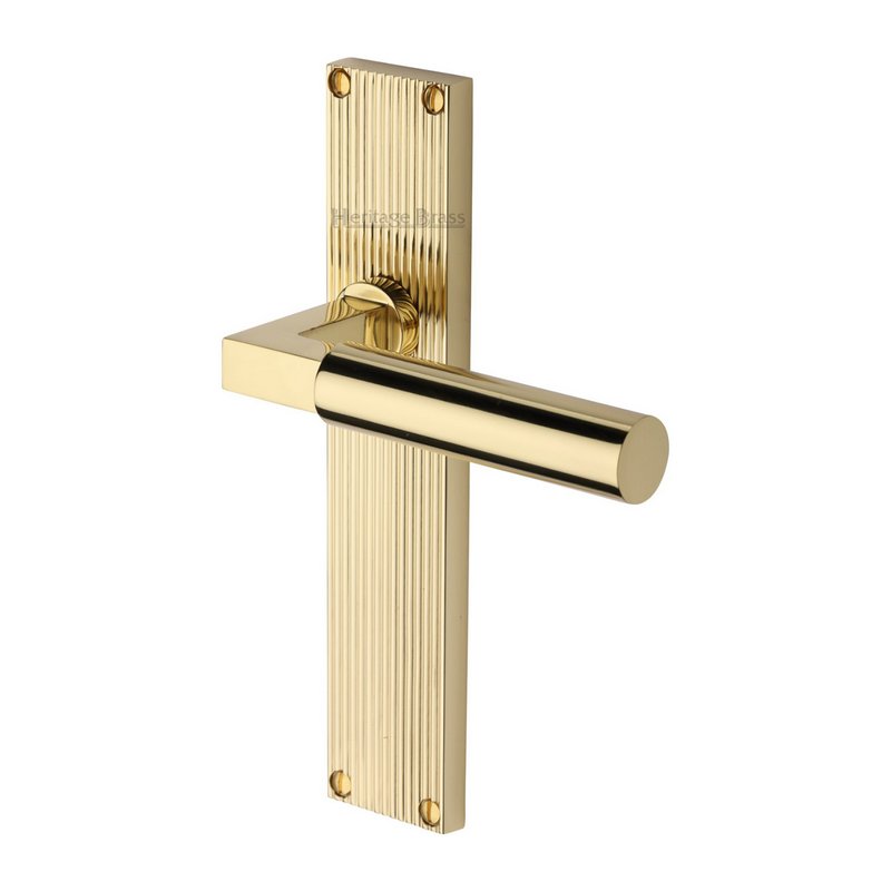 Bauhaus Reeded Door Handle on Plate - RR7310-PB