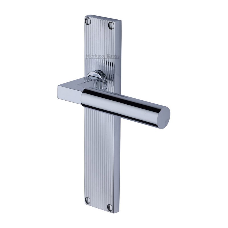 Bauhaus Reeded Door Handle on Plate - RR7310-PC