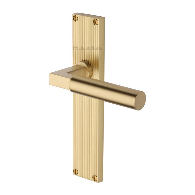 Bauhaus Reeded Door Handle on Plate - RR7310-SB