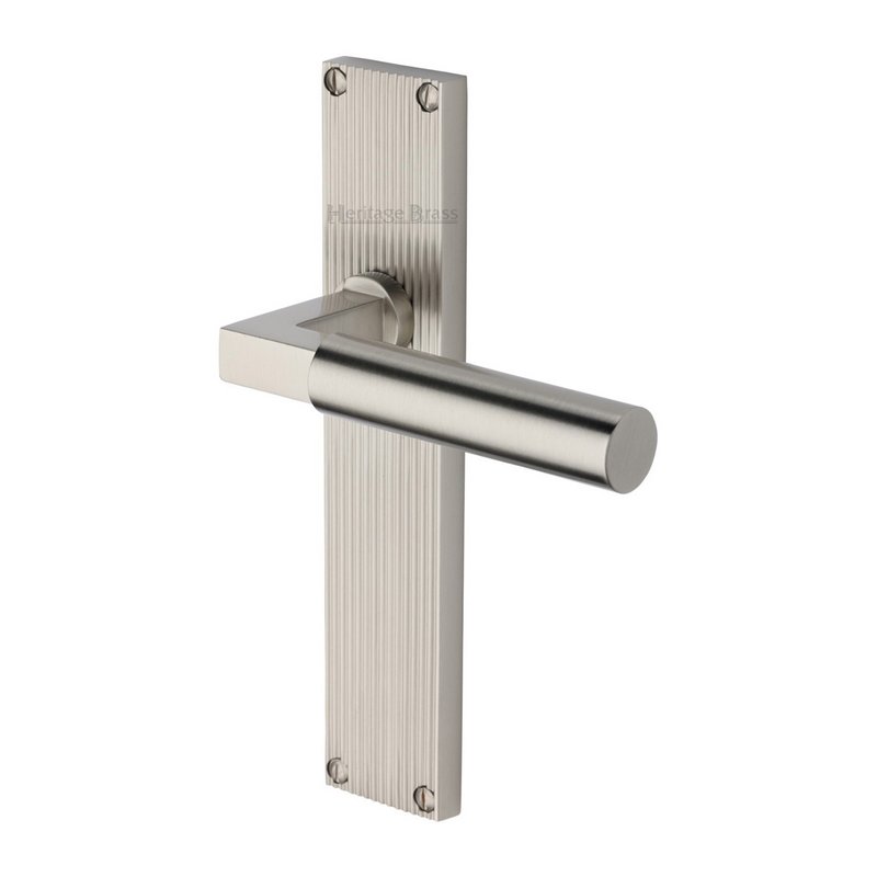 Bauhaus Reeded Door Handle on Plate - RR7310-SN