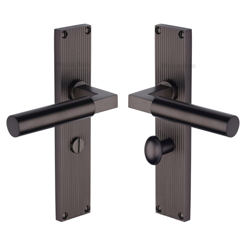 Bauhaus Reeded Door Handle on Plate - RR7330-MB