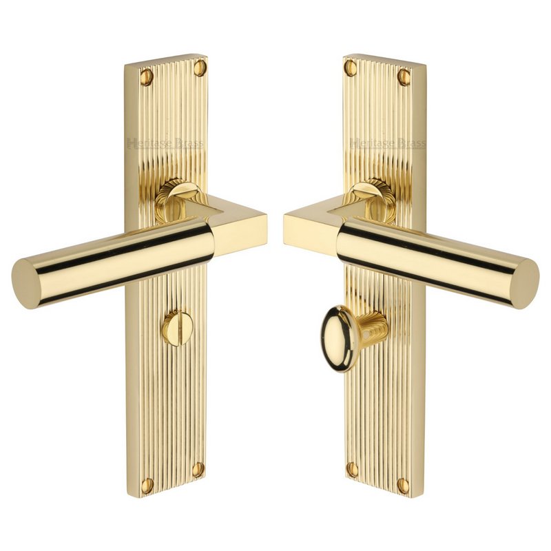 Bauhaus Reeded Door Handle on Plate - RR7330-PB