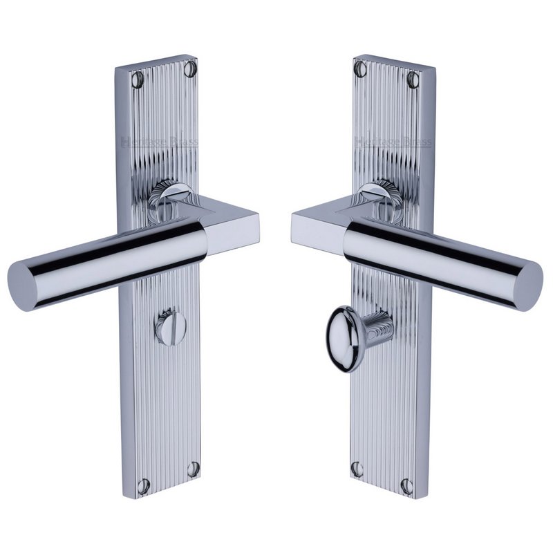 Bauhaus Reeded Door Handle on Plate - RR7330-PC