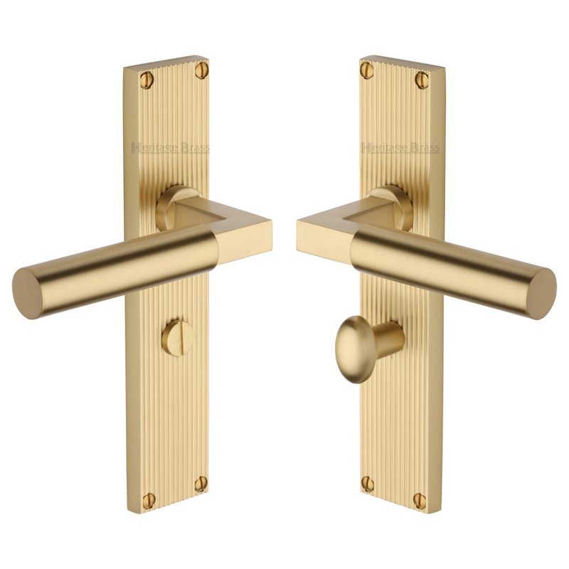 Bauhaus Reeded Door Handle on Plate - RR7330-SB