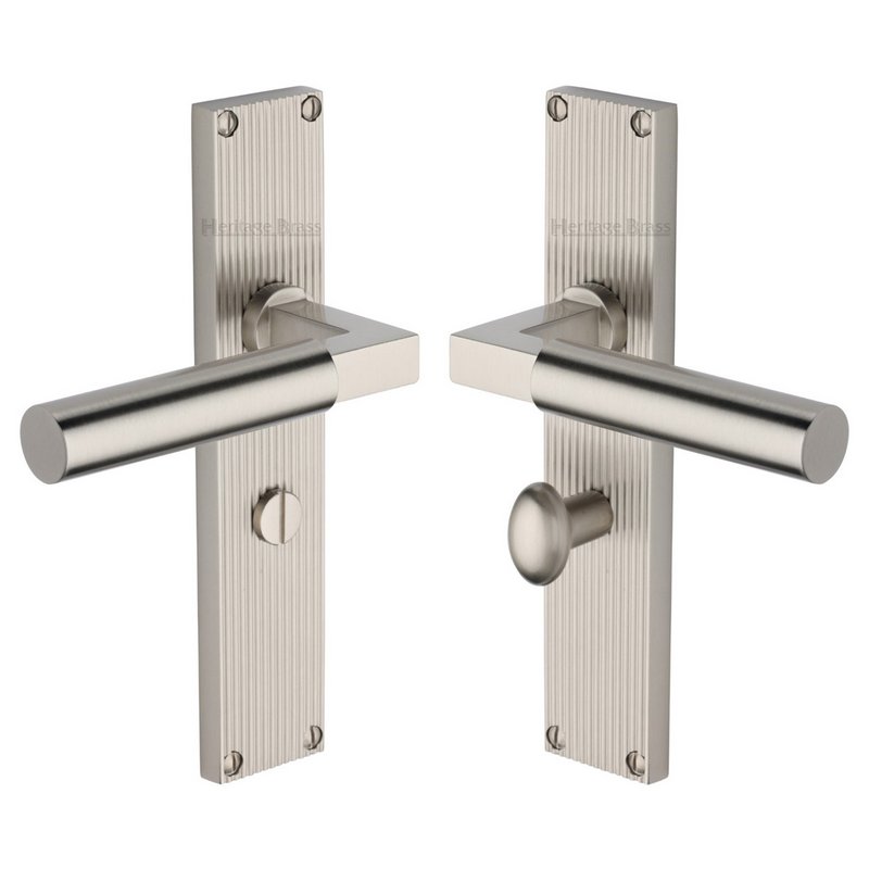 Bauhaus Reeded Door Handle on Plate - RR7330-SN