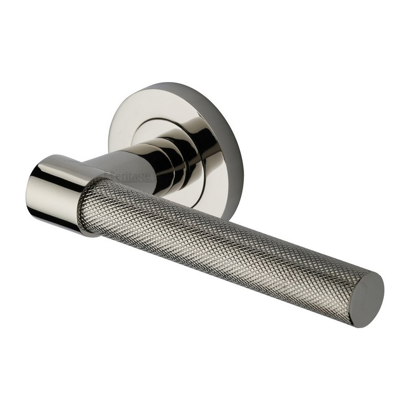 Phoenix Knurled Door Handle on Round Rose - RS2018-PNF
