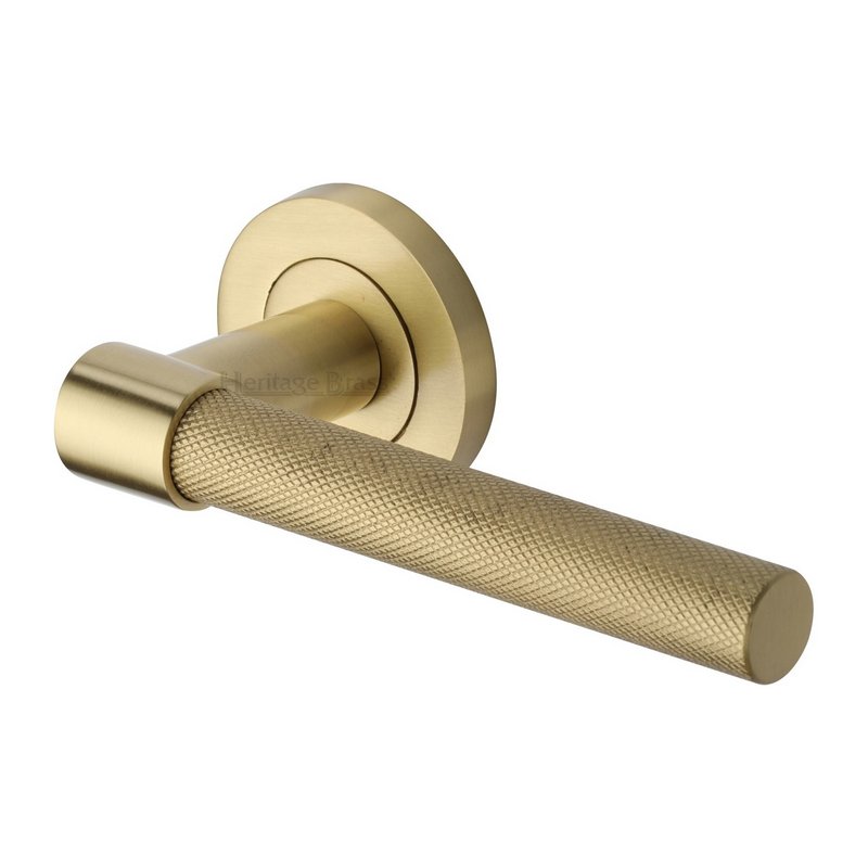 Phoenix Knurled Door Handle on Round Rose - RS2018-SB