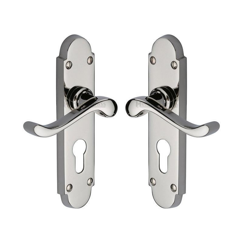 Savoy Door Handle on Plate - S607.48-PNF